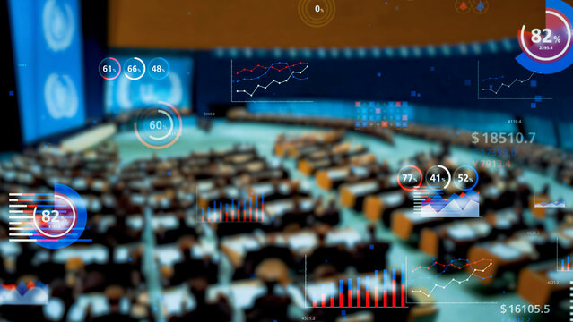 Parliament and statistical data concept.