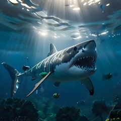 Fototapeta premium Great white shark underwater