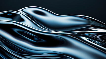 Fototapeta premium Organic forms with metallic textures and high contrast lighting, 3D background abstract, modern elegance