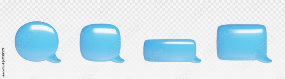 Poster 3d blue chat bubble for text message icon vector. dialog balloon shape for comment or conversation s