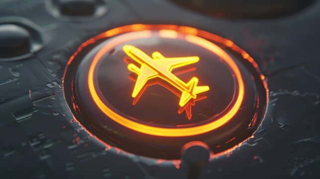 Bright neon orange AC-130 deploy button symbol on a glowing background.