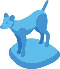 Simple blue dog figurine standing on a matching pedestal, minimalist art object