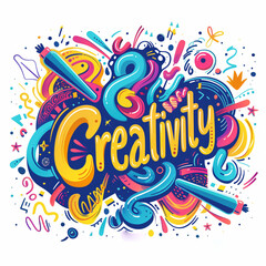 Futuristic background with the word "Creativity" in the center