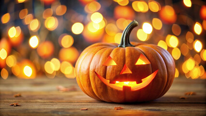 Fototapeta premium halloween pumpkin on a wooden table