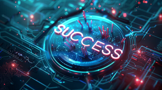 Futuristic background with the word "SUCCESS" in the center