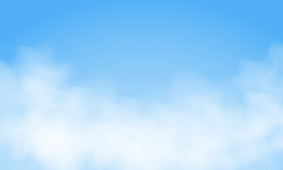 Blue sky nature landscape background with realistic fluffy clouds