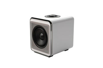 A Sleek Grey Speaker With a Black Driver Ready to Deliver Rich Audio on a Clear PNG or White Background.
