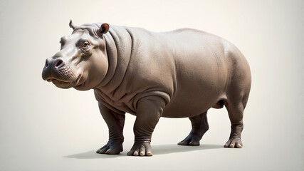 Fototapeta premium full-body shot of a hippopotamus isolated against a soft, nature-inspired background