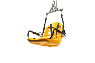A Suspended Yellow Seat for a Thrilling Ride on a Clear PNG or White Background.