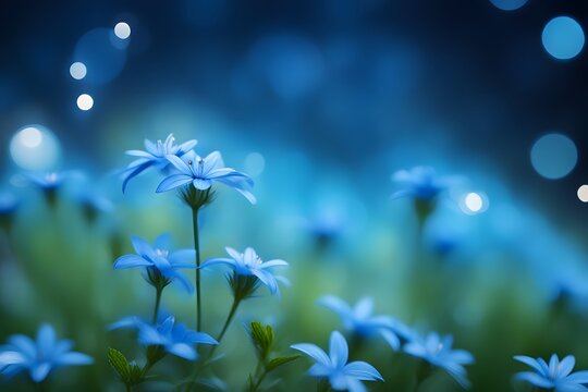 Bluestar flowers bokeh background, AI Generated