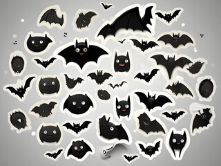 Fototapeta premium halloween seamless pattern with bats,halloween background with halloween pumpkin,set of funny halloween cats,cartoon set of halloween pumpkins