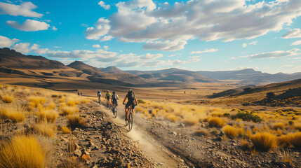 Mountain bikers enjoy a scenic trail in the desert
