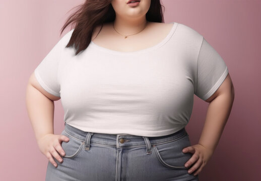 Apparel Plus Size Women Crop Tshirt Mockup With Generative AI