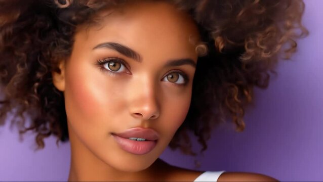 Close up portrait of a beautiful colored woman