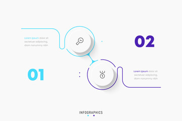 Vector Infographic label design template with icons and 2 options or steps. Can be used for process diagram, presentations, workflow layout, banner, flow chart, info graph.