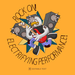 Bird Rockstar Vintage And Retro Mascot Illustration