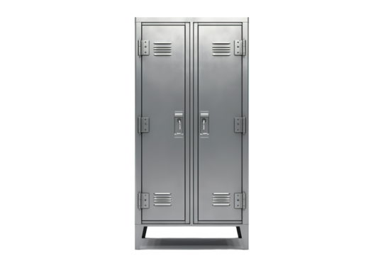 A Sturdy Steel Locker Stands Against a White Background on a Clear PNG or White Background.