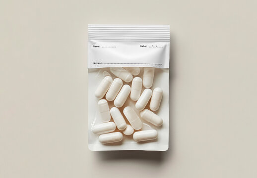 Product Flatlay Zip Pill Pouch Mockup With Generative AI