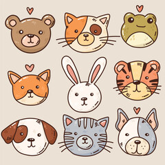 cute colorful set with animals