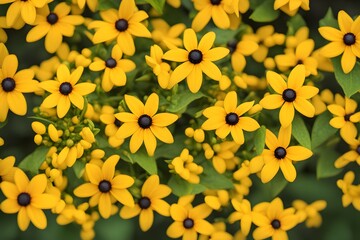 Black eyed susan flowers bokeh background, AI Generated