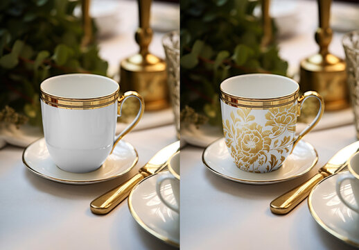Product Porcelain Tea Cup Mockup With Generative AI