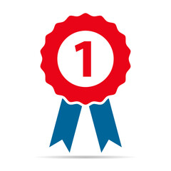 Certification seal shadow award icon, ribbon web stamp symbol, label vector illustration