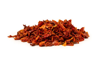 Dried tomatoes isolated on a white background.