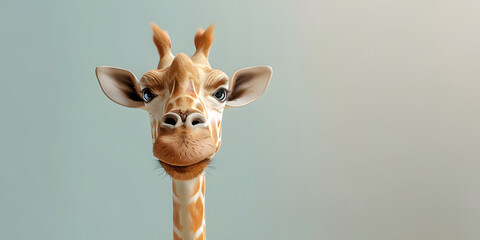 Obraz premium Playful cartoon giraffe with a long neck and colorful smile.&nbsp;