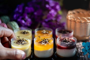A delicious colourful fruit moose cake.