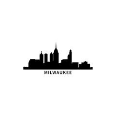 Milwaukee USA city skyline, horizon logo. Panorama, US Wisconsin state icon, abstract landmarks, skyscraper, buildings. United States of America isolated graphic, vector clipart