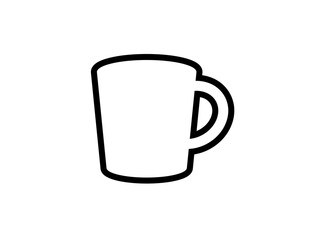 フラットなコーヒーカップアイコンC：黒線