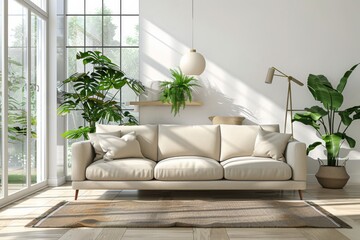 Modern scandinavian interior room created with Generative AI