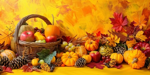 Crop yellow Background Thanksgiving Theme Photography Backdrops Holiday Card Thanksgiving Background Design Pumpkin Patch Fall Autumn Harvest Golden Field Squash 