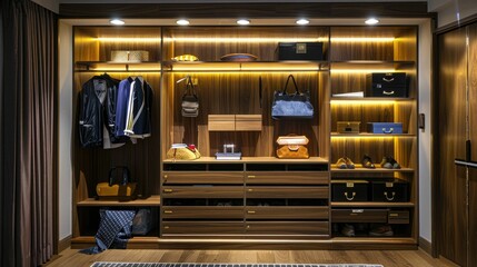 Modern storage racks with integrated LED lighting