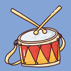 cute vector baby drum. hand drawn illustration of toy