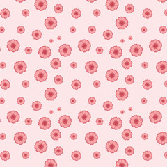 Pattern design of cute pink flowers isolated on light pink background.