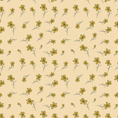 Seamless pattern of flowers isolated on skin background. Modern exotic design for paper, cover, fabric, interior decor and other users.