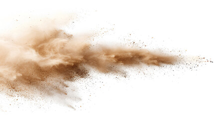 sandstorm sand dust cloud flying small particles isolated in white background