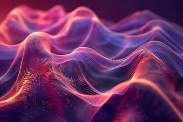 Fototapeta premium Wavy abstract landscape with vibrant red and purple hues
