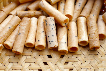 Thai snack, crispy coconut rolls