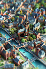 Obraz premium Cologne map image, 3d cartoon style. Generative AI tools