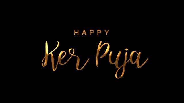 Happy Ker Puja Text Animation on Gold Color. Great for Happy Ker Puja Celebrations, for banner, social media feed wallpaper stories.