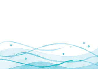波　水彩背景　ベクターイラスト