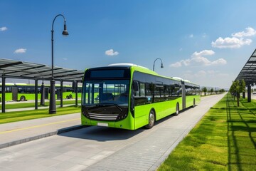 Fototapeta premium Renewable energy bus systems utilize sustainable power sources to offer eco-friendly public transportation. 