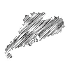 Guangdong China provinces thread map line vector illustration