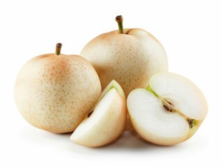 Fresh Chinese Pear: An Exotic Asian Delight on a White Canvas - AR 4:3