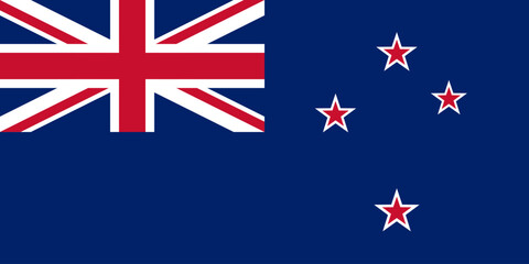 Official national flag of New Zealand. Correct proportions and colors. Vector illustration