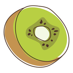 Kiwi fruits. Vector colorful food in cartoon hand-drawing style