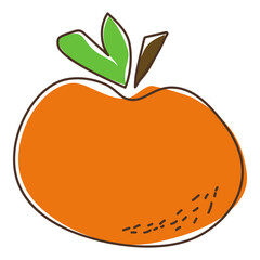 Orange fruits. Vector colorful food in cartoon hand-drawing style