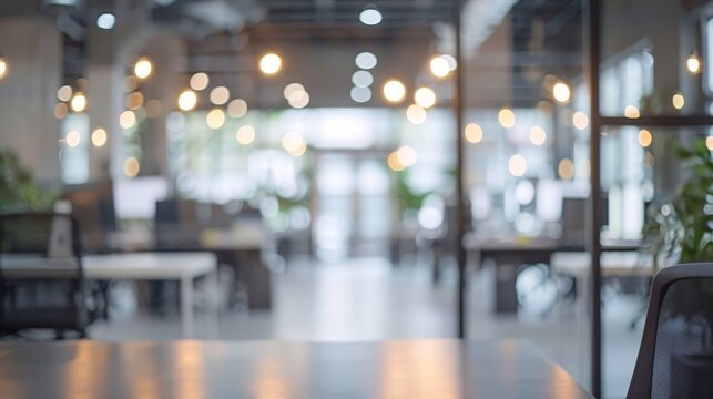 Abstract blurred office interior room. blurry working space with defocused effect. use for background or backdrop in business concept